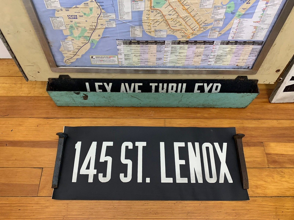 NY NYC SUBWAY ROLL SIGN 145 STREET LENOX HARLEM ADAM CLAYTON