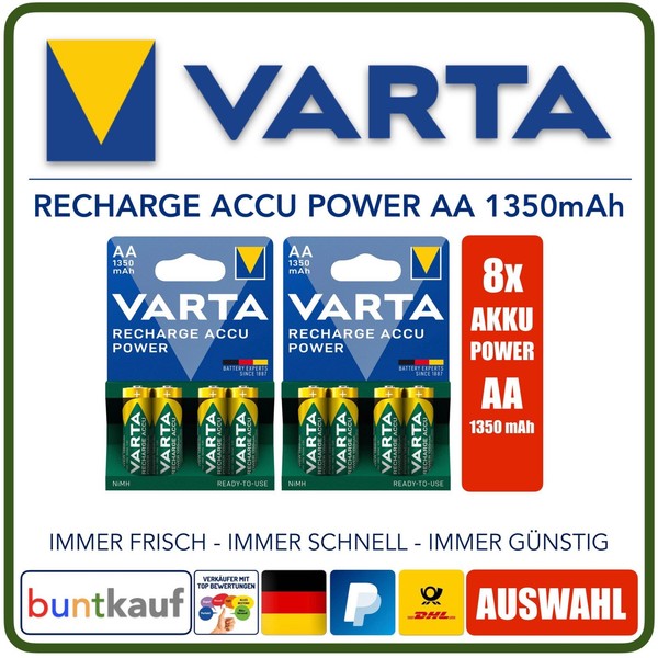 8X Varta Accu Power Aa / Mignon 1350Mah - Wiederaufladbare Akkus Von Varta-image