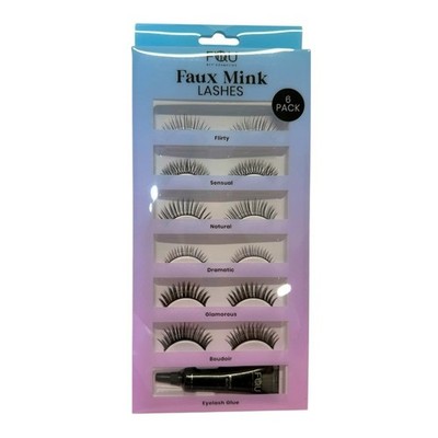 Faux Mink Lashes 6 Pack with Glue Black NEW BFY Cosmetics