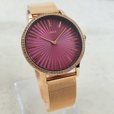 TIMEX METROPOLITAN STARLIGHT TW2R505 FUCHSIA-PINK/ROSE GOLD 34MM WOMEN'S WATCH 