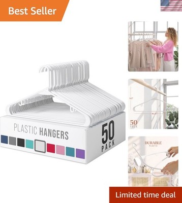 Plastic Hangers 50 Pack White - Clothes Hangers - Makes The Perfect Coat Hang...
