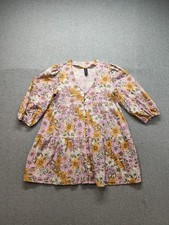 Minkpink Women Mini Dress XS Multicolor Floral  V Neck Tiered Flare Summer Boho