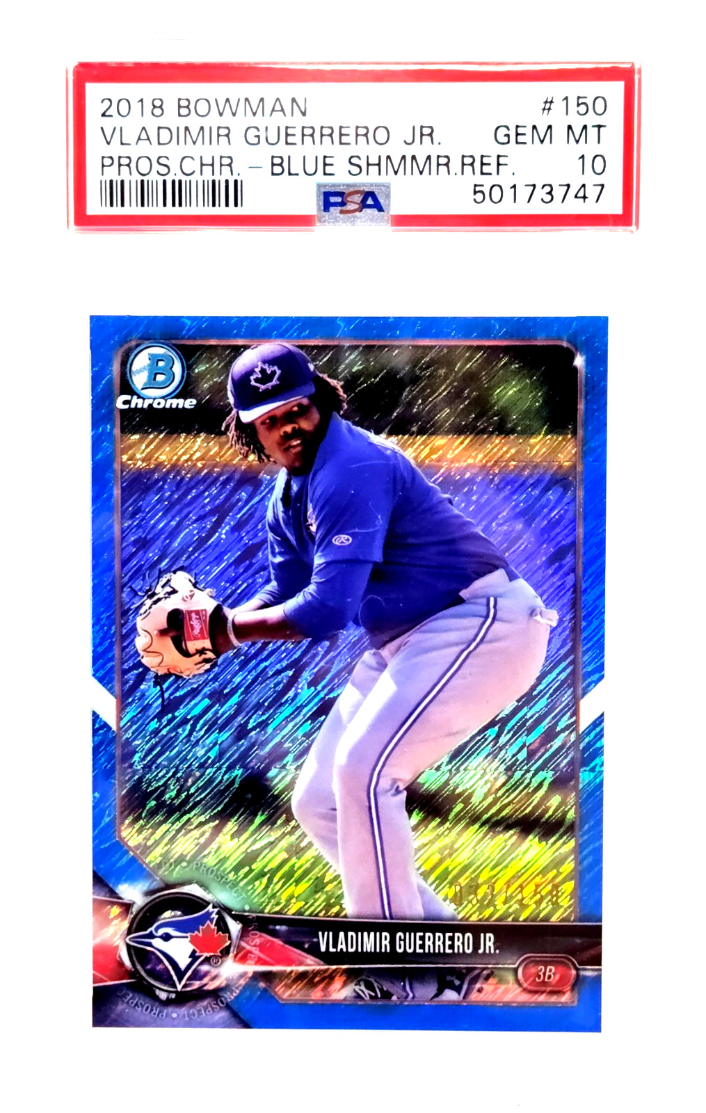 2018 Bowman Chrome BLUE REFRACTOR VLADIMIR GUERRERO JR RC Card /150 PSA 10 GEM view 1