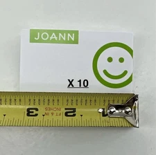Joann Fabrics And Crafts Smiley Face Name Tag 10 Pack, Green & White W/ Pin Back
