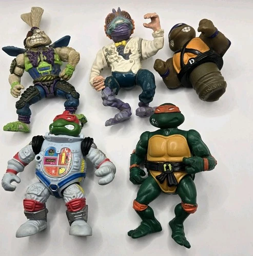 VINTAGE PLAYMATES TMNT ACTION FIGURES LOT OF 5 Baxter Michelangelo