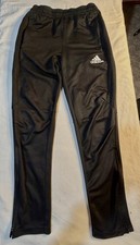 Adidas Youth Size L 13-14 Y Black Triple Stripe Zip-Pocket Joggers