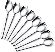 IQCWOOD Sporks Stainless Steel, Salad Forks, 8 Pack 18/10 Stainless Steel Spork,