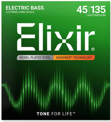 Elixir 14207 Nanoweb Coated Anti-Rost Nickel 5-Saiten Bass Saiten 45-135