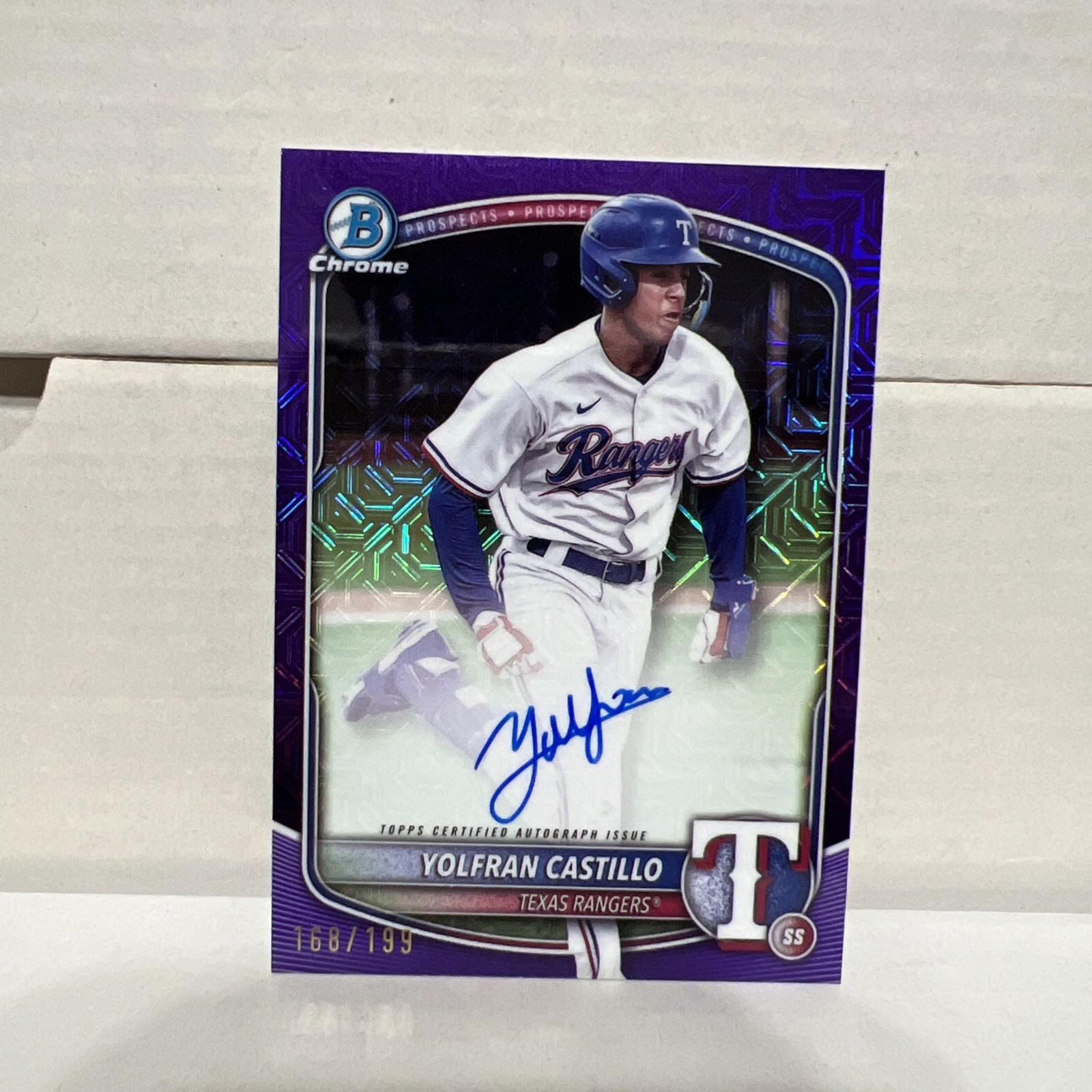 YOLFRAN CASTILLO 2025 Bowman Chrome Mojo Refractor SP Auto RANGERS #BMA-YC /199