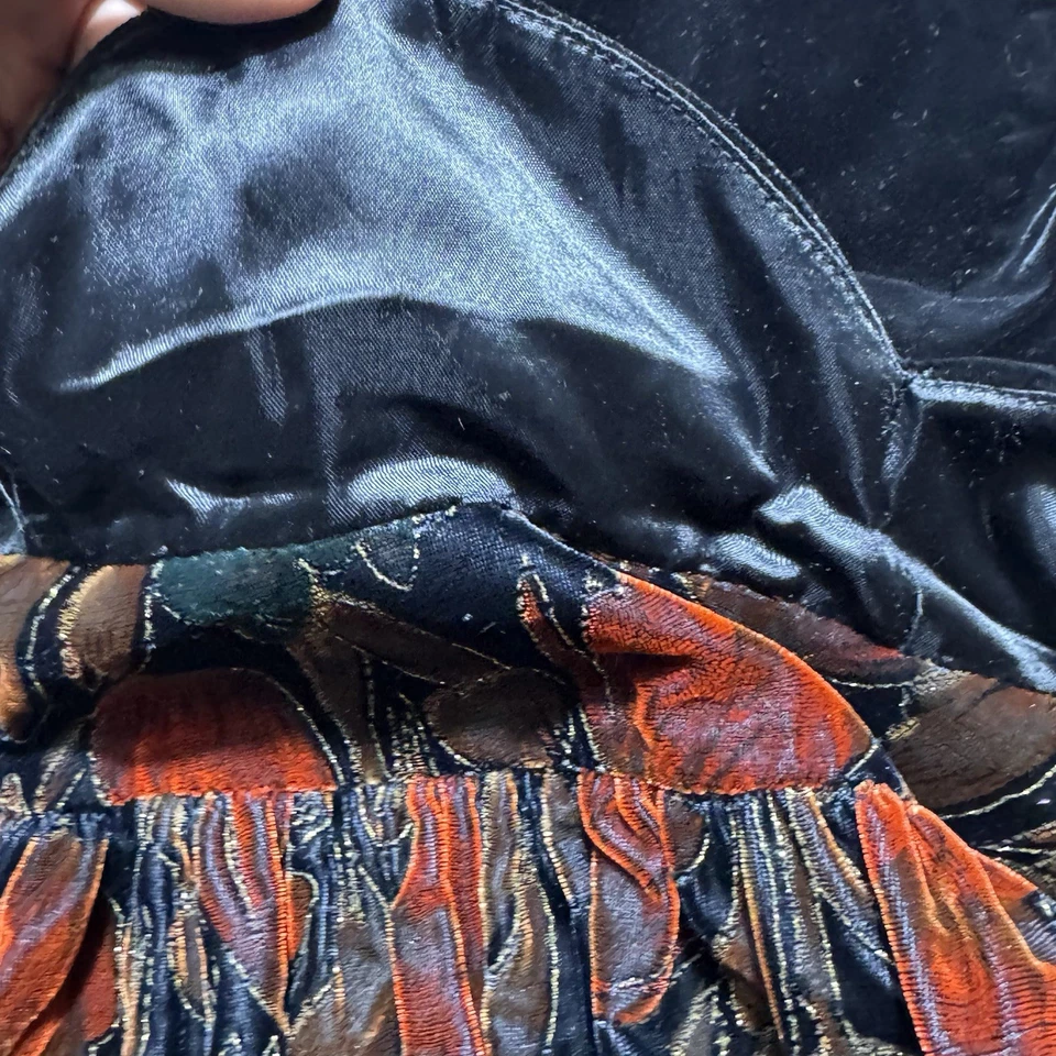 Vestido Scott McClintock Mujer 8 Negro Floral Terciopelo Línea A Vintage Cerradura Trasera Foto 3 de 4