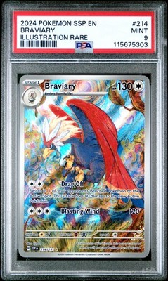 PSA 9 Braviary Illustration Rare #214 2024 Pokemon Surging Sparks