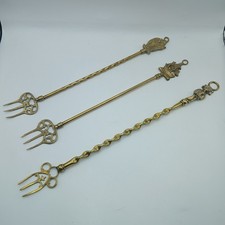 Vintage Decorative Brass Toasting Forks Set of 3 Long Fireplace Fireside 45-51cm