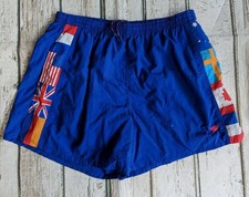 Speedo International World Flags Swim Trunks mens XL Blue 4" inseam
