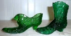Vintage Fenton Green Victorian Ladies Boot + (free) Taiwan ladies shoe-Art Glass