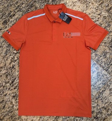 EMPORIO ARMANI $125 POLO Shirt Spice Orange EA7 Logo Sizes S-3XL