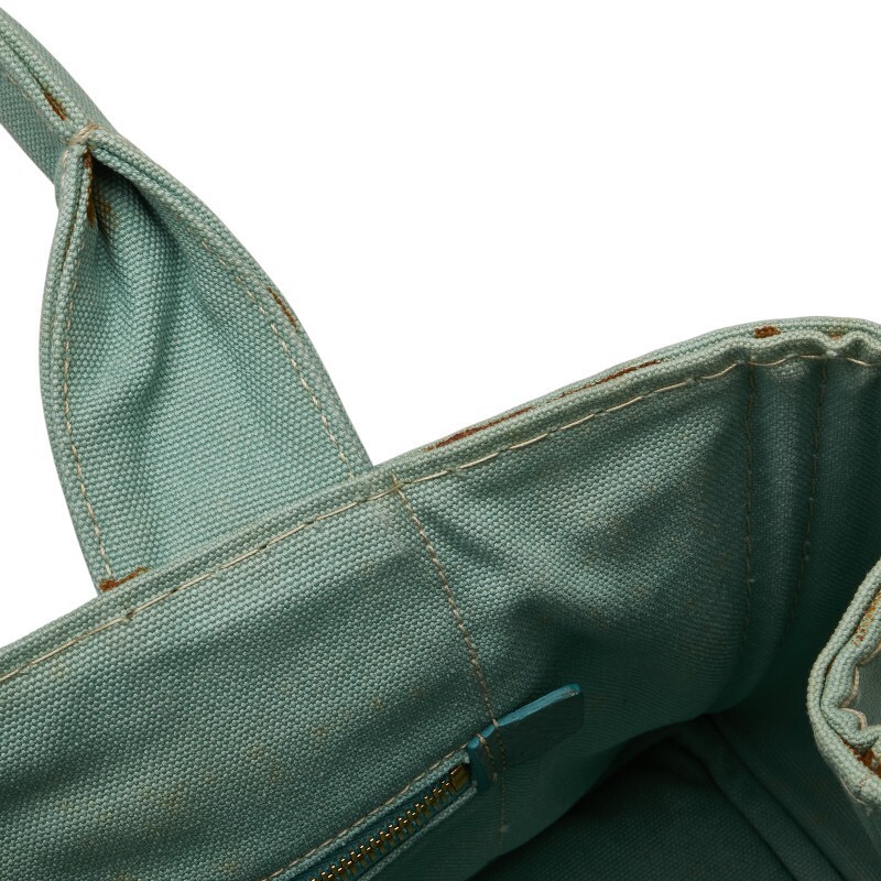 Prada Canapa Handbag Tote Bag Mint Green Canvas Ladies PRADA Used from japan thumbnail 4