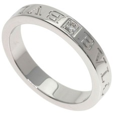 BVLGARI Double Logo Diamond Ring K18 White Gold Ladies Used