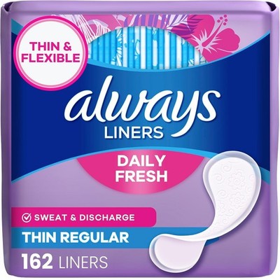 Always Thin Daily Panty Liners For Women, Light Absorbency, Unscented, 162 Count