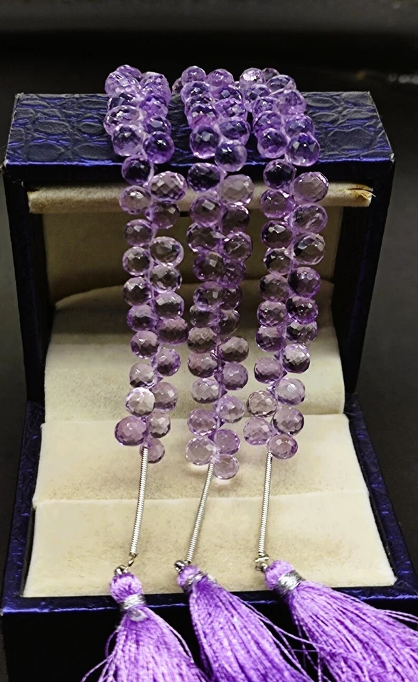 Pulsera de diseño de joyería facetada gotas de amatista rosa de 6-8 mm para hacer piedra de 5 pulgadas Foto 2 de 4