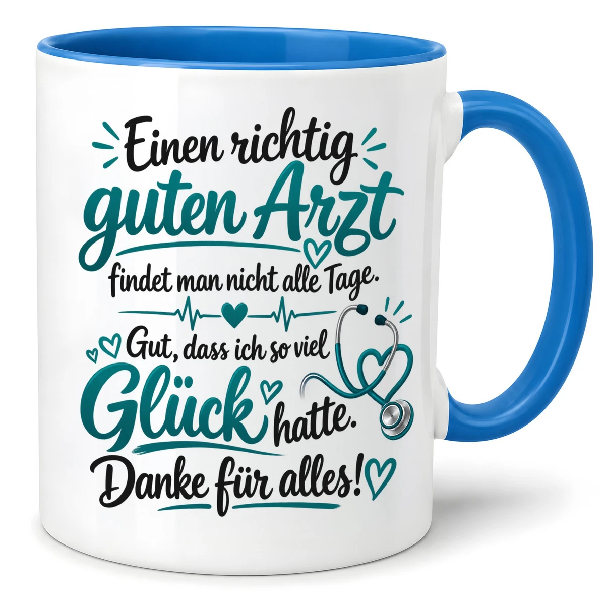 Herzbotschaft Arzt Tasse Kaffeetasse für Ärzte - Danke Geschenk für guten Arzt