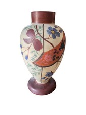 Vaso in opalino con decoro floreale e di uccelli, anni '900-Vase en opaline d...