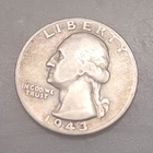 1943 Washington Quarter 25C Silver 0.9 Philadelphia Business Strike Circulated