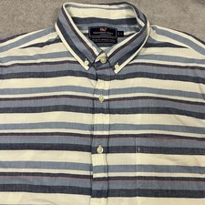 Vineyard Vines Mens Large Slim Fit Murray Shirt Short Sleeve Striped Linen Blend