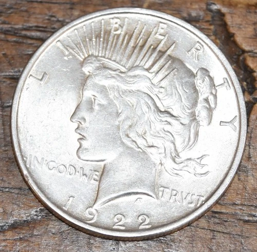 1922-D PEACE SILVER DOLLAR COIN AU CONDITION