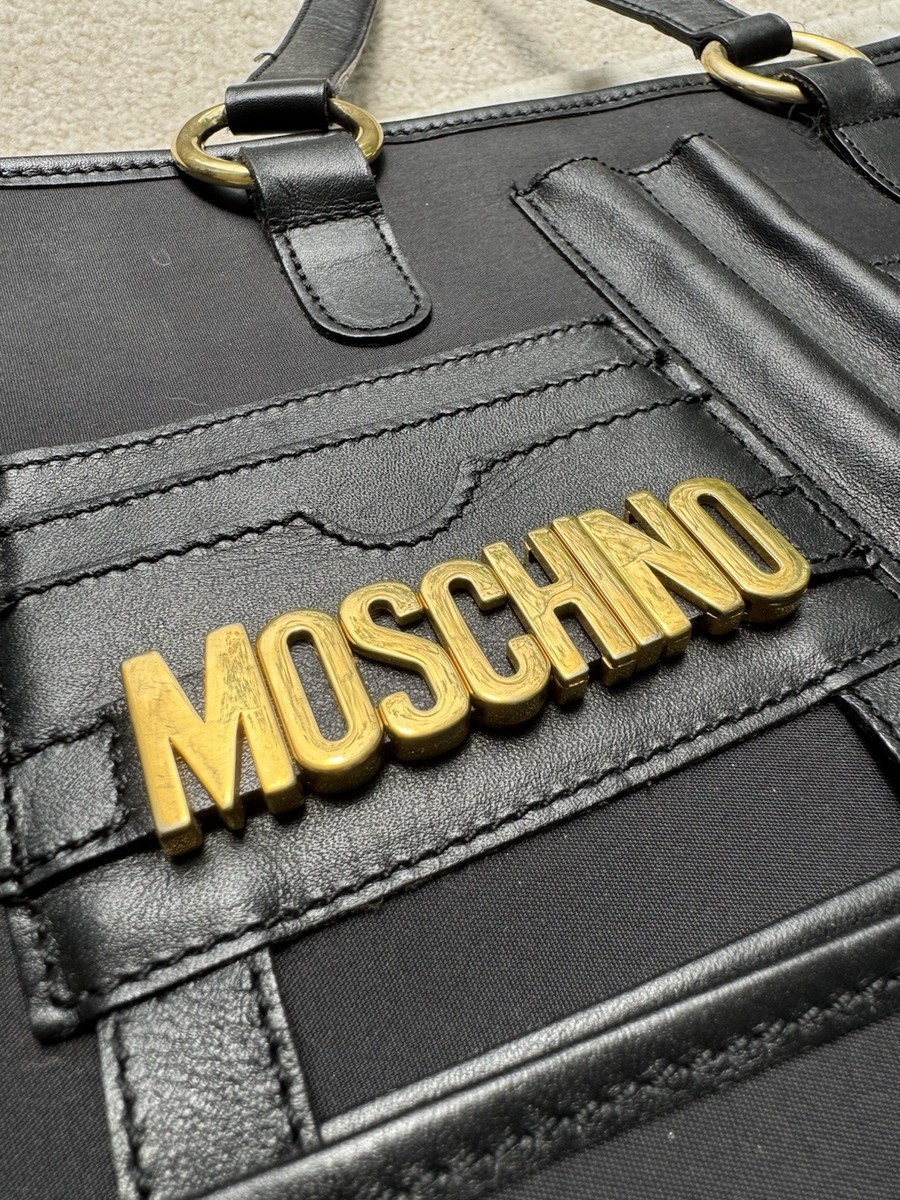 Moschino Multi Pocket Satchel Redwall Vintage Black Nylon