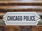 VINTAGE CHICAGO POLICE PORCELAIN SIGN OLD COPS OFFICERS DEPARTMENT STATION 14"