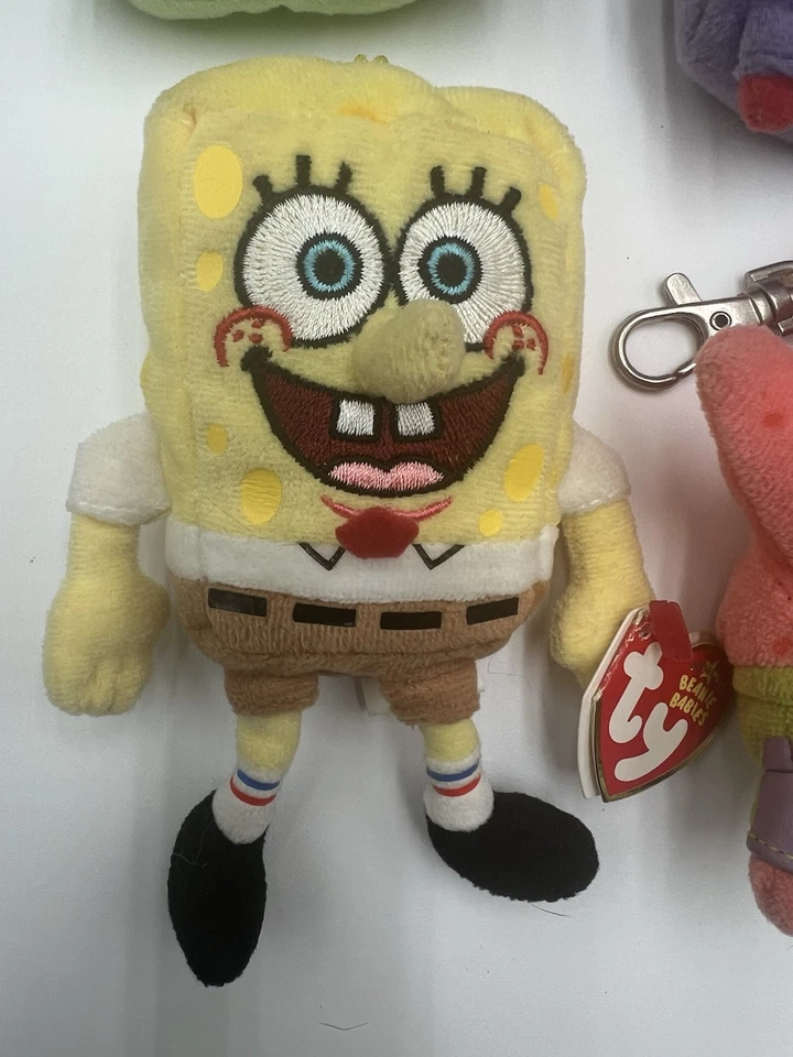 Ty Beanie 婴儿 4 件套海绵宝宝 4 英寸背包钥匙夹带标签 Gary Patrick Krab — 第 2/4 张图片