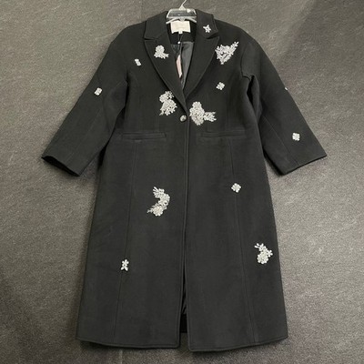 CINQ A SEPT Crystal Ivy Gravis Coat Women's Size S Black/Clear