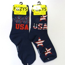 2 Pairs Foozys Patriotic American Flag Stars USA Print Women's Ladies Socks