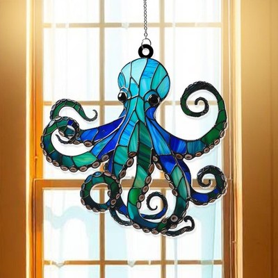 Blue Octopus Suncatcher Window Hanging Ornament,Acrylic Suncatcher Ornament Gift