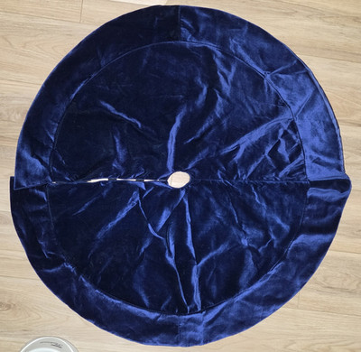 Dark Blue Velvet Christmas Tree Skirt Solid Color Lined Large 46''
