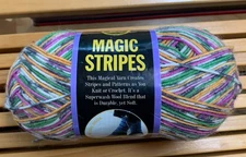 Lion Brand Yarn Magic Stripes Bright Spring 204 Variegated Wool Italy  1 Skein