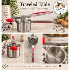 Traveled Table Stainless Steel Potato Ricer Fruit Press Red Silicone Grips 12.5"