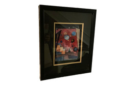 Repro of Wassily Kandinsky 1924 framed abstract painting HEAVY RED, 3D effect