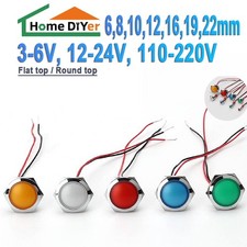 6-22mm 3-220V LED Lamp Pilot Dash Light Lamp Panel Car Boat Indicator With wires