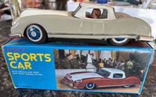 Vintage Tin Litho Lucky Sports Car Friction Engine Sound In Original Box MF753