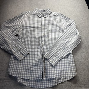 Lacoste Men's Gingham Long Sleeve Shirt Gray White Logo 45 (Large)
