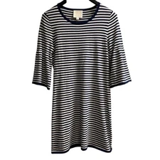 STS Sail To Sable Dress Womens M Blue Striped Knit Bell Sleeves Nautical Preppy