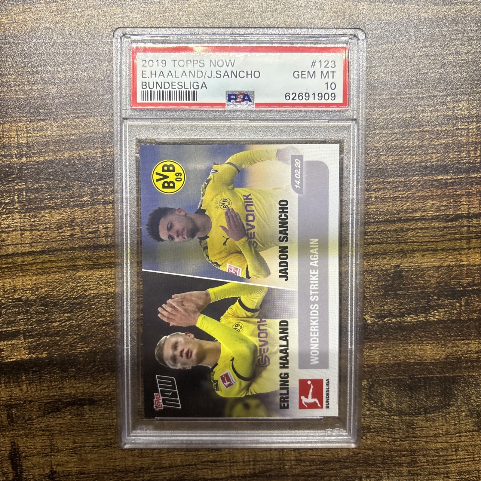 2019 Topps Now Bundesliga #123 Erling Haaland & Jadon Sancho Rookie PSA 10 GEM