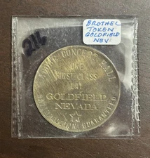 Vintage Brothel Bawdy Token Adobe Concert Hall Goldfield Nevada Coin Worn Back
