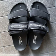 Versace Jeans Couture Black Slide Sandals Size  27.5cm Used from Japan