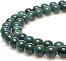 MJDCB Natural Moss Agate Round Crystal Energy Stone Beads 6mm, 