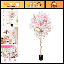 6FT Artificial Cherry Blossom Tree - Realistic Pink Silk Flower Plant for Home,