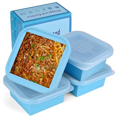 2 Cup Silicone Freezer Trays with Lid 4 Pack Silicone Freezer Molds soup free...