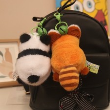 Reversible Red Panda Plush Keychain Cute Transformable Figure Bag Pendant