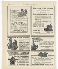 1910 Pump Advertisements on 1 Pg: Fuller & Johnson, Morris, Lea, Goulds, Edson +